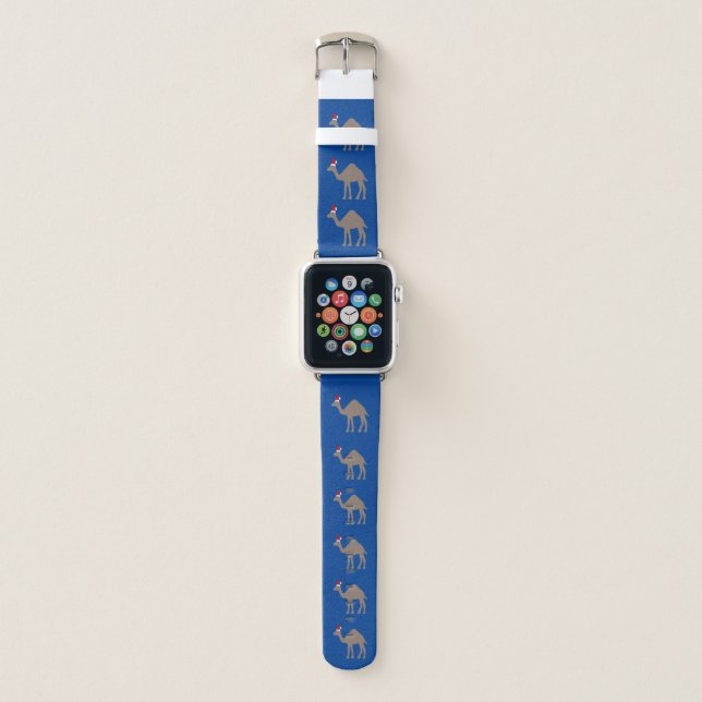 Cute Christmas Camel Patterned Apple Watch Band (Front)