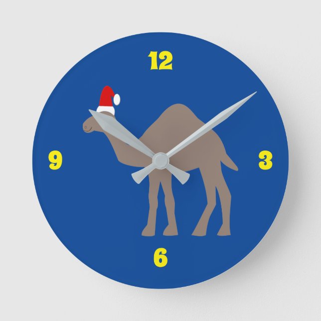 Cute Christmas Camel Round Clock (Front)