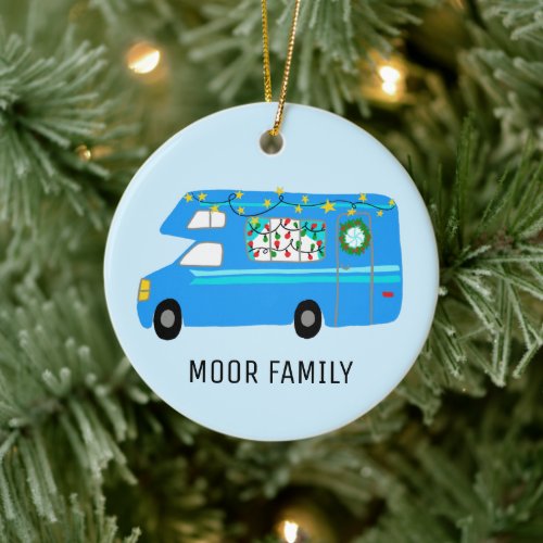 Cute Christmas Camper RV Holiday CUSTOM Ceramic Ornament