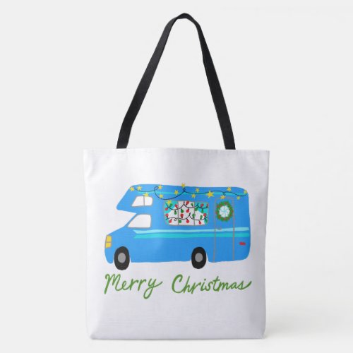 Cute Christmas Camper Vintage Motorhome RV CUSTOM Tote Bag