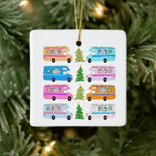 Cute Christmas Camper Vintage Motorhome RV Xmas Ceramic Ornament