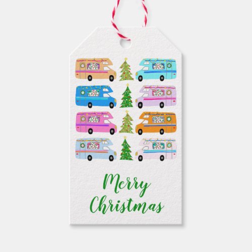 Cute Christmas Camper Vintage Motorhome RV Xmas Gift Tags