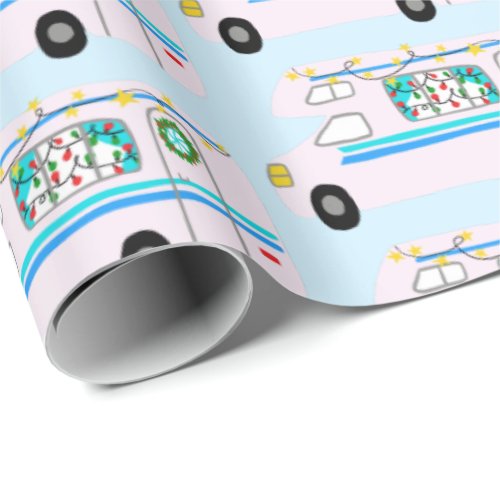 Cute Christmas Camper Vintage Motorhome RV Xmas Wrapping Paper