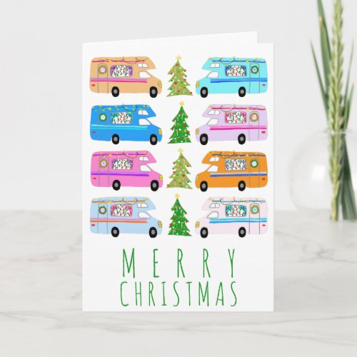 Cute Christmas Camper Vintage Motorhomes RV Xmas Card