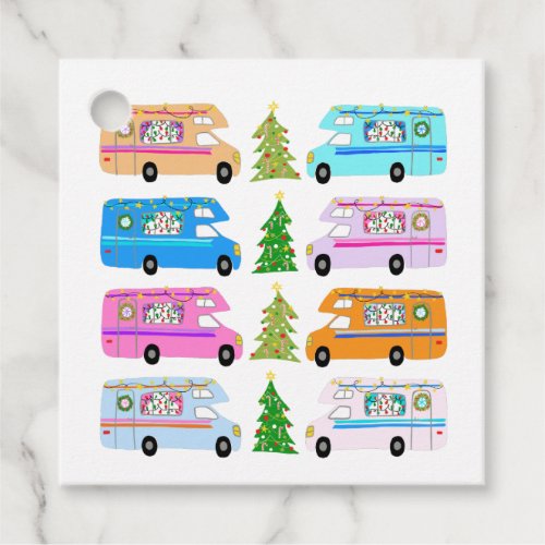 Cute Christmas Camper Vintage Motorhomes RV Xmas Favor Tags