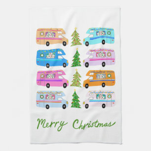 Cute Christmas Camper Vintage Motorhomes RV Xmas Kitchen Towel