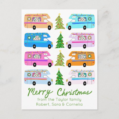 Cute Christmas Camper Vintage Motorhomes RV Xmas Postcard