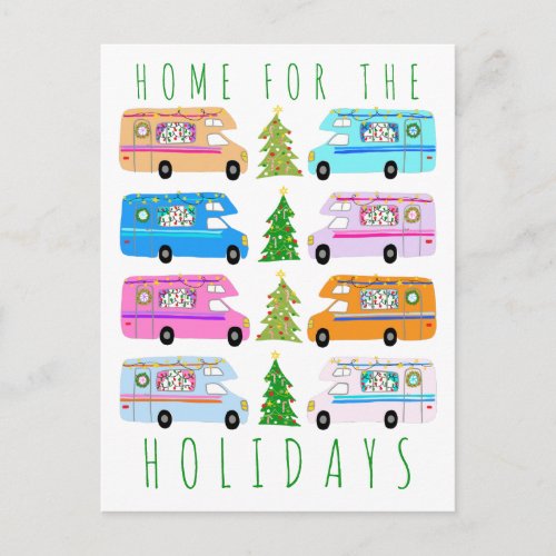 Cute Christmas Camper Vintage Motorhomes RV Xmas Postcard