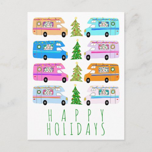 Cute Christmas Camper Vintage Motorhomes RV Xmas Postcard