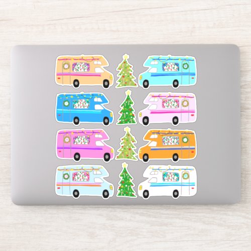 Cute Christmas Camper Vintage Motorhomes RV Xmas Sticker