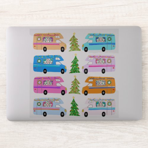 Cute Christmas Camper Vintage Motorhomes RV Xmas Sticker