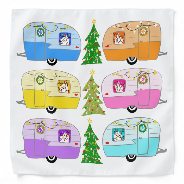 Cute Christmas Camper Vintage Trailers RV Xmas Bandana (Front)
