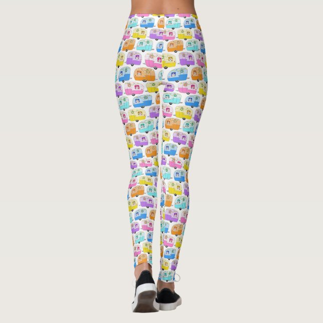 Cute Christmas Camper Vintage Trailers RV Xmas Leggings (Back)