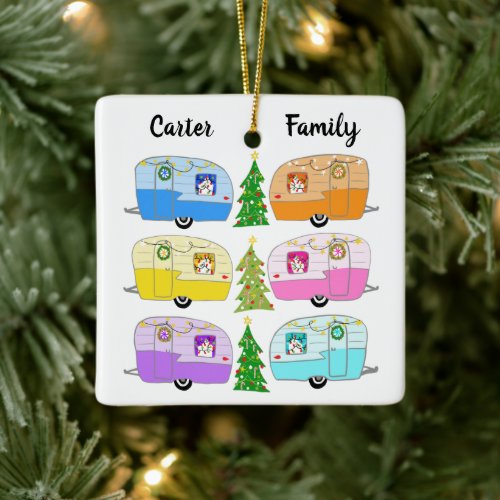 Cute Christmas Camper VintageTrailers RV Xmas Ceramic Ornament
