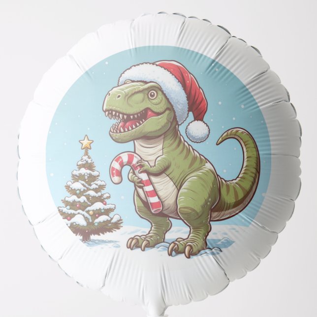 Cute Christmas candy cane dinosaur Balloon (Front)