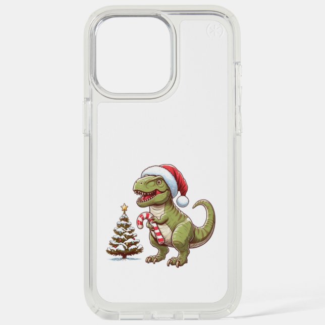 Cute Christmas candy cane dinosaur Speck iPhone Case (Front)