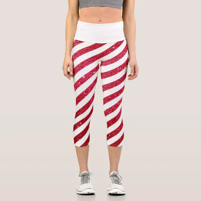 Candy Cane Print Pattern Women Leggings