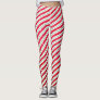 Cute Christmas Candy Cane Glitter Stripped Pattern Leggings