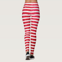 Red Striped Christmas Leggings Women, Candy Cane Elf Xmas Stripe Holiday  Printed Yoga Pants Cute Graphic Fun Designer Tights Gift - XL