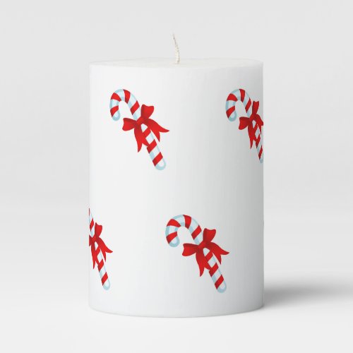 Cute Christmas Candy Cane Pillar Candle