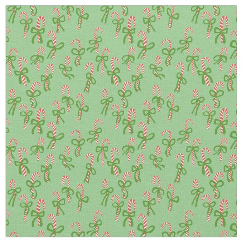 Cute Christmas Candy Canes Xmas Holiday Green Fabric