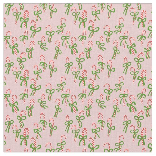 Cute Christmas Candy Canes Xmas Holiday Pink Fabric