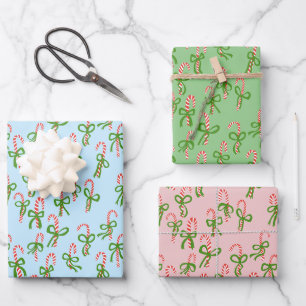 Cute Christmas Candy Canes Xmas Holiday Variety Wrapping Paper Sheets