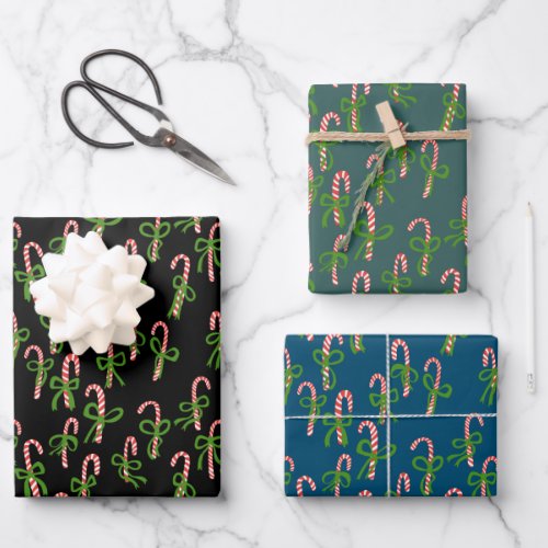 Cute Christmas Candy Canes Xmas Holiday Variety  Wrapping Paper Sheets