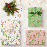 Cute Christmas Candy Canes Xmas Holiday Variety Wrapping Paper Sheets