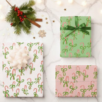 Cute Christmas Candy Canes Xmas Holiday Variety Wrapping Paper Sheets