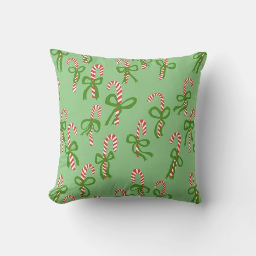 Cute Christmas Candy Canes Xmas Sweet Holiday Throw Pillow