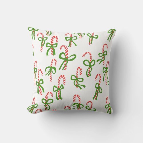 Cute Christmas Candy Canes Xmas Sweet Holiday Throw Pillow