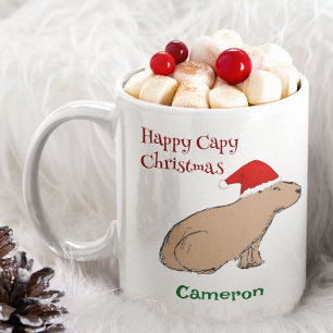 Cute Christmas Capybara Animal Santa Hat  Coffee Mug