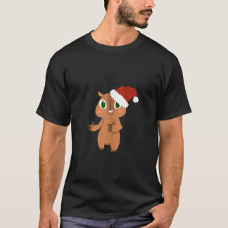 Cute Christmas Capybara Santa Claus Cavy Rat Roden T-Shirt