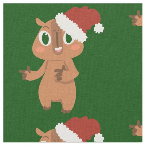 cute christmas capybara santa claus fabric