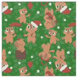 cute christmas capybara santa snowflakes fabric