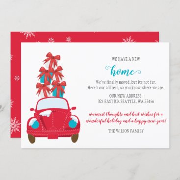 Cute Christmas Car We've Moved Holiday Cards