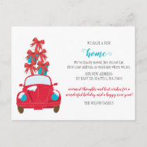 Cute Christmas Car We've Moved Holiday Moving Postcard