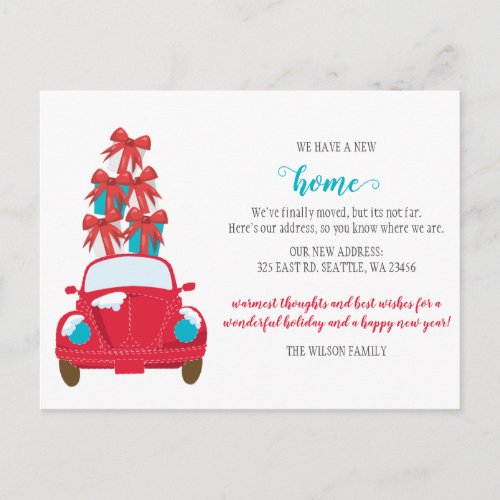 Cute Christmas Car Weve Moved Holiday Moving Postcard