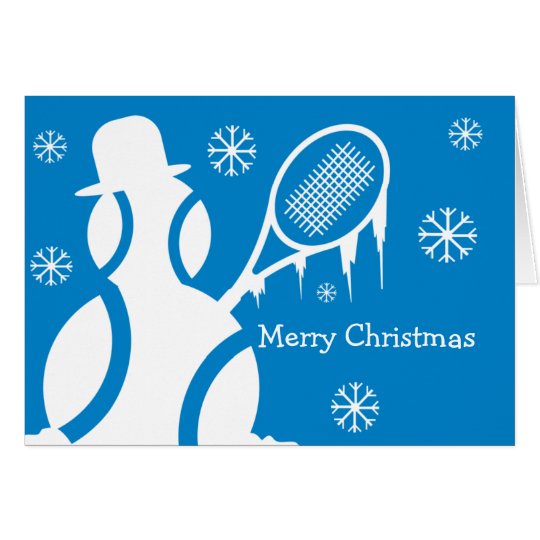 Cute Christmas card for tennis players - snowman