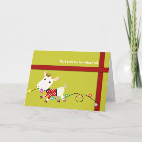 Cute Christmas Card Goat Kid _ Customizable