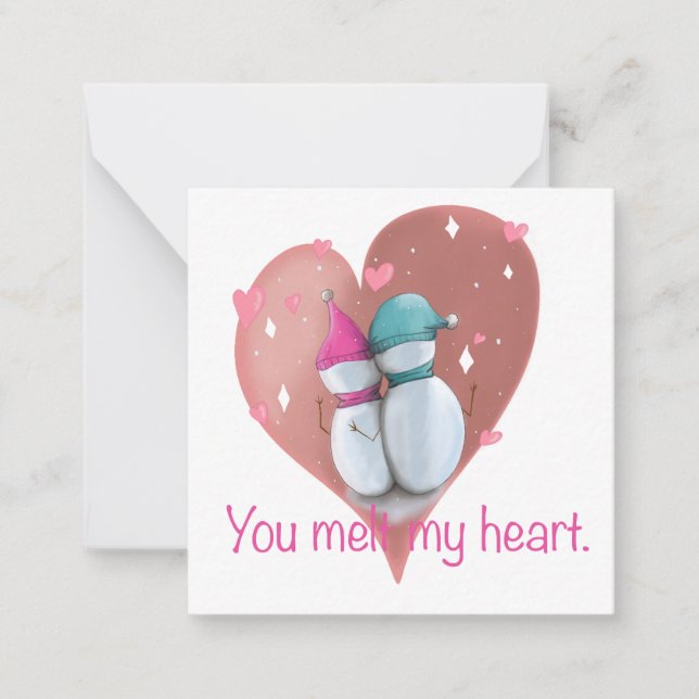 Cute Christmas Card. Snowman Christmas Card. Note Card (Front)