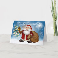 Cute christmas card with santa ringing bell