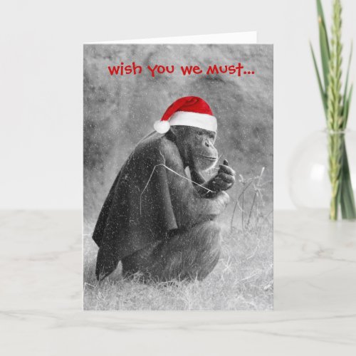 Cute Christmas  Card Yoda_like Chimp