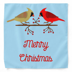Cute Christmas Cardinals and Red Berries Custom Bandana