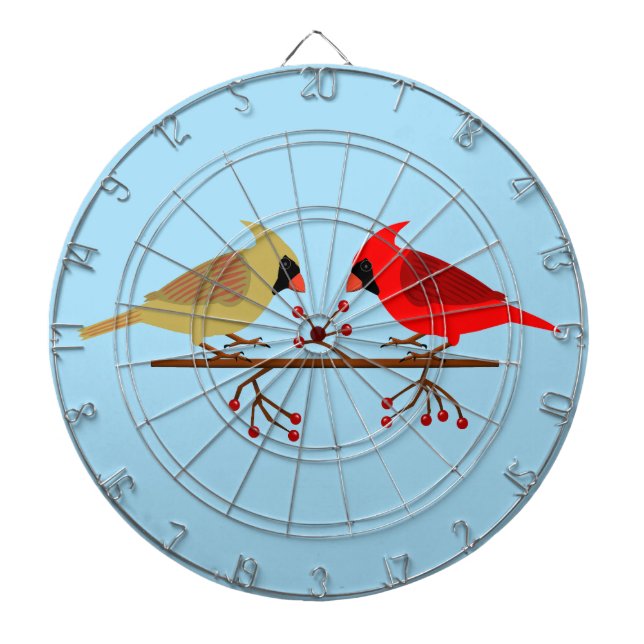 Cute Christmas Cardinals and Red Berries Dart Board (Front)