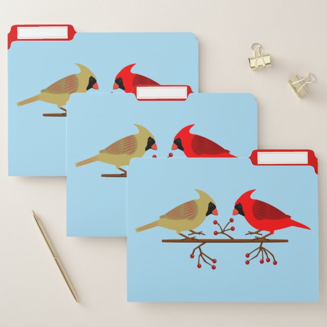 Cute Christmas Cardinals and Red Berries File Folder (Set)