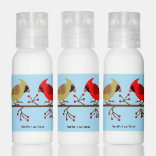 Cute Christmas Cardinals and Red Berries Hand Lotion