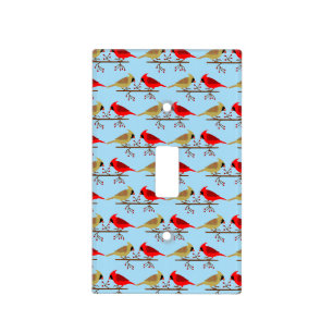 Cute Christmas Cardinals and Red Berries Light Switch Cover