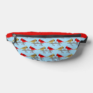 Cute Christmas Cardinals and Red Berries Patterned Fanny Pack